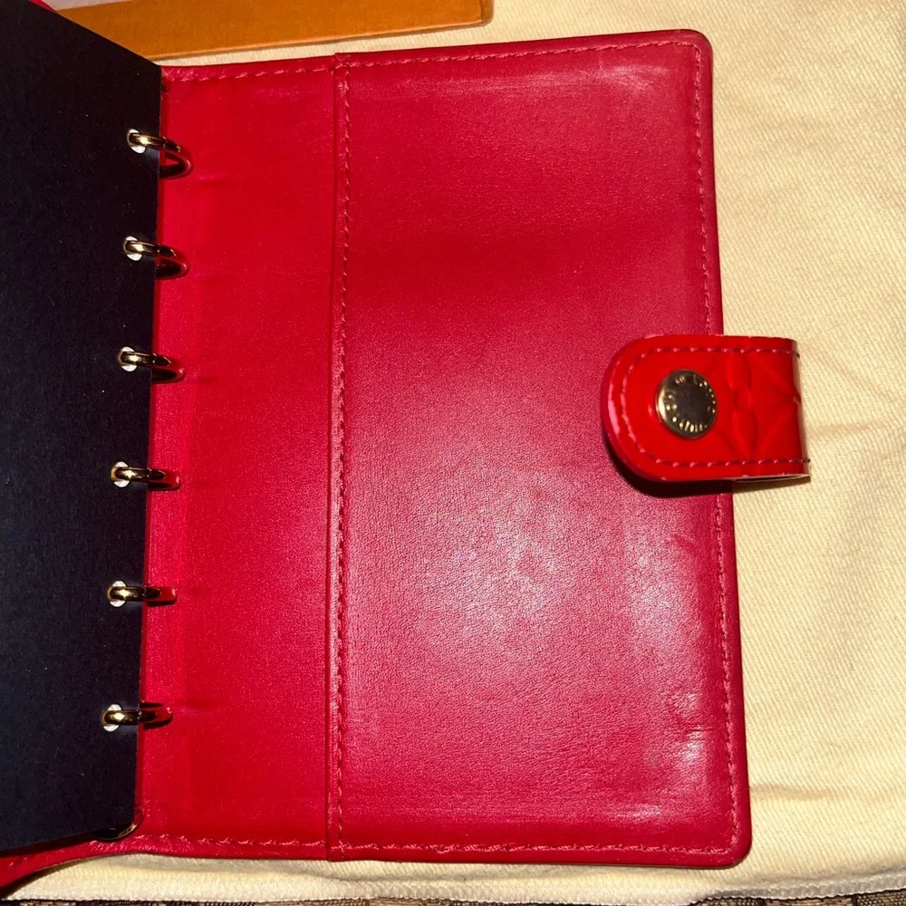 Authentic Louis Vuitton Red Patent Leather Card & Agenda Notes Holder, dust bag - Picture 8 of 14